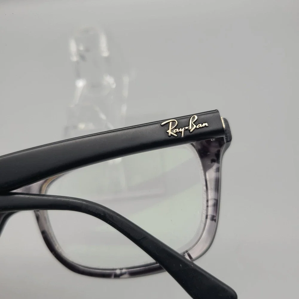 Ray-Ban RB 5228 5405 Black Logo Print Rectangular Eyeglass Frames 53-17-140